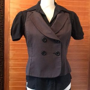 Nine West brown striped vest 6P suit